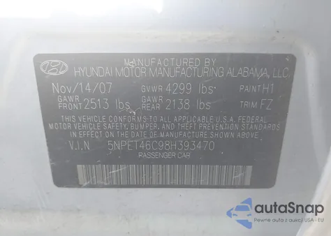 2008 Hyundai Sonata Gls из США, поврежденный, VIN 5NPET46C98H393470